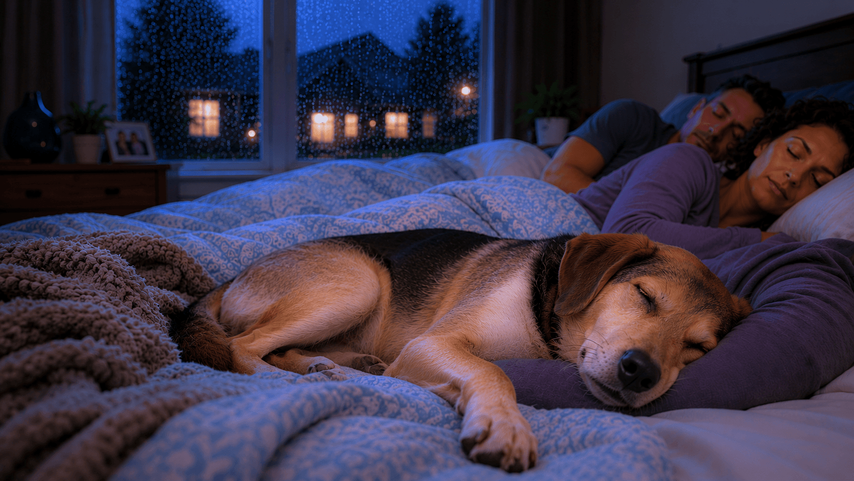 Couple sleeping peacefully at night in a quiet home
